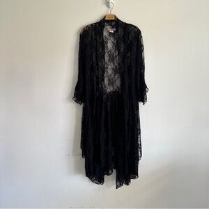 Vintage Ethos Duster Black Lace Floral Whimsigoth Goth Fairy Mesh Flare Sleeve